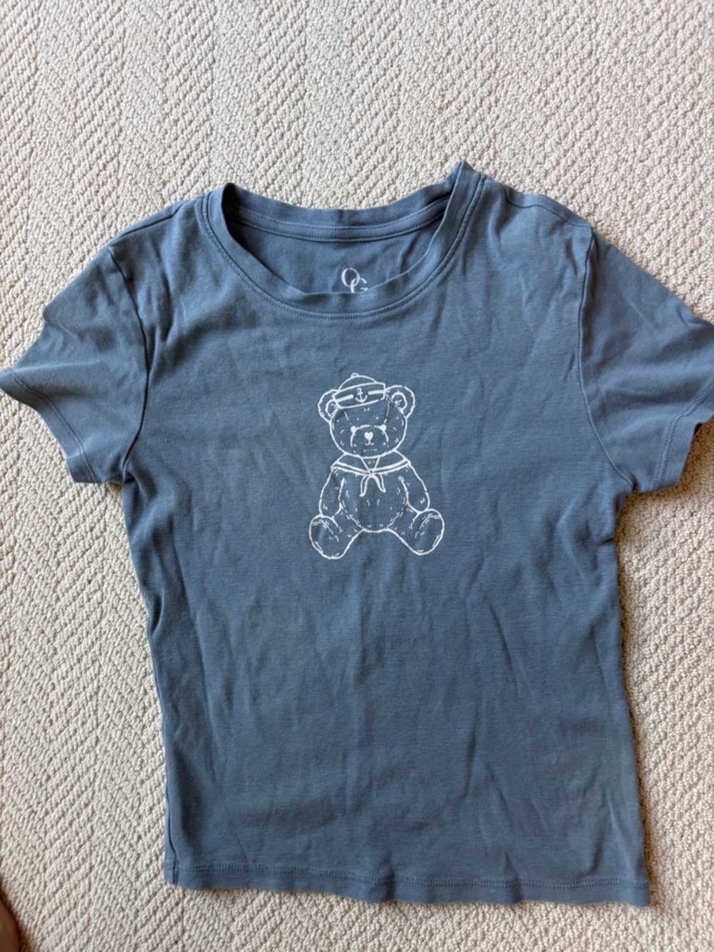 Teddy Bear Graphic Short Sleeve Tee - Navy Blue